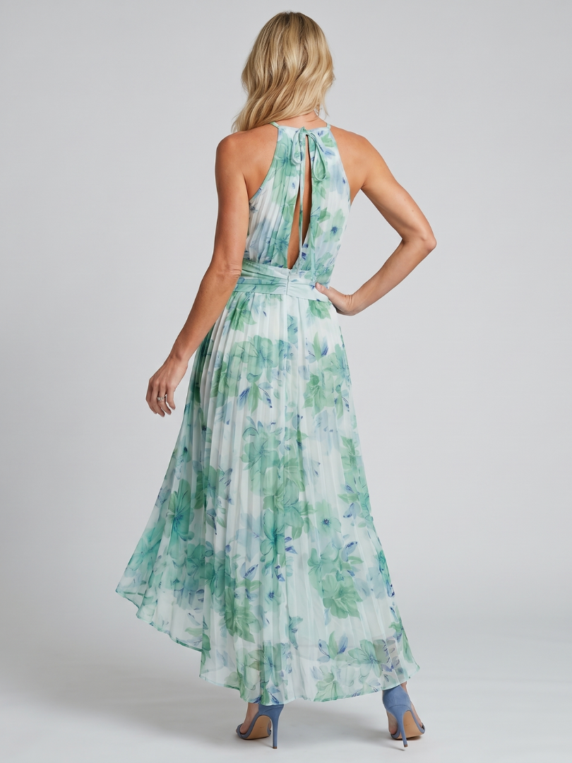 Daesha | Women's Pleated Halter Neck Midi Dress