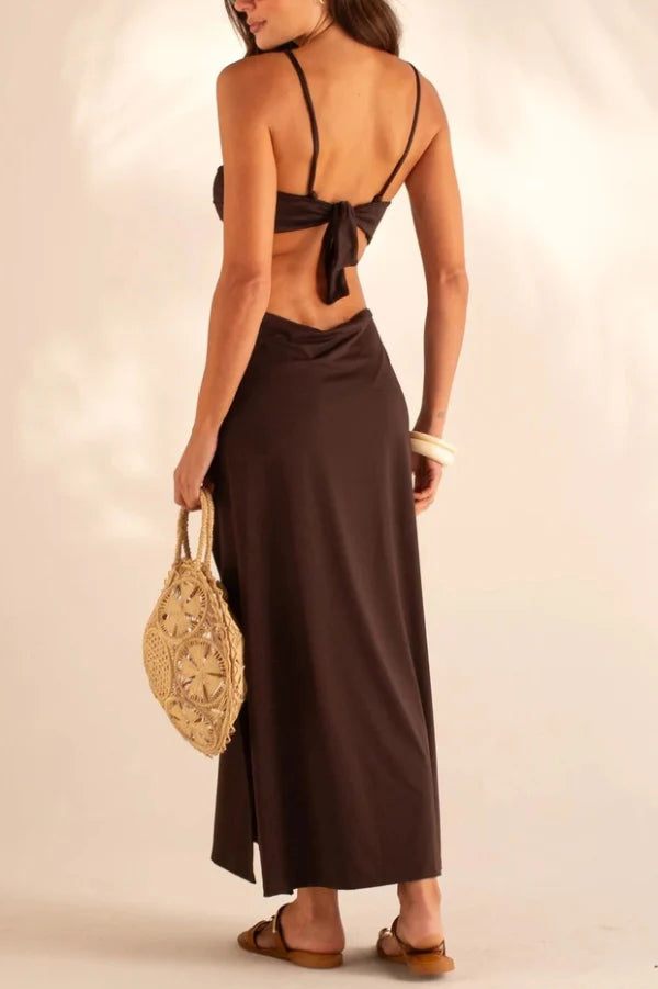 Dalia | Women's V-Neck Cutout Sleeveless Maxi Dress