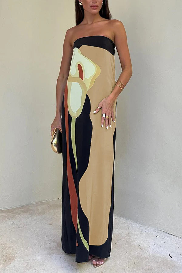 Dalila | Women's Strapless Floral Printed Maxi Dress