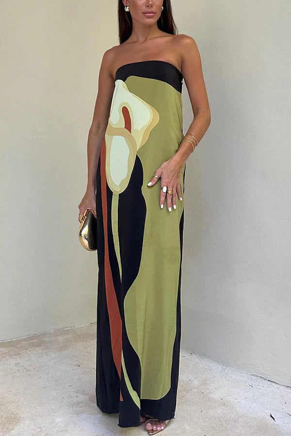 Dalila | Women's Strapless Floral Printed Maxi Dress