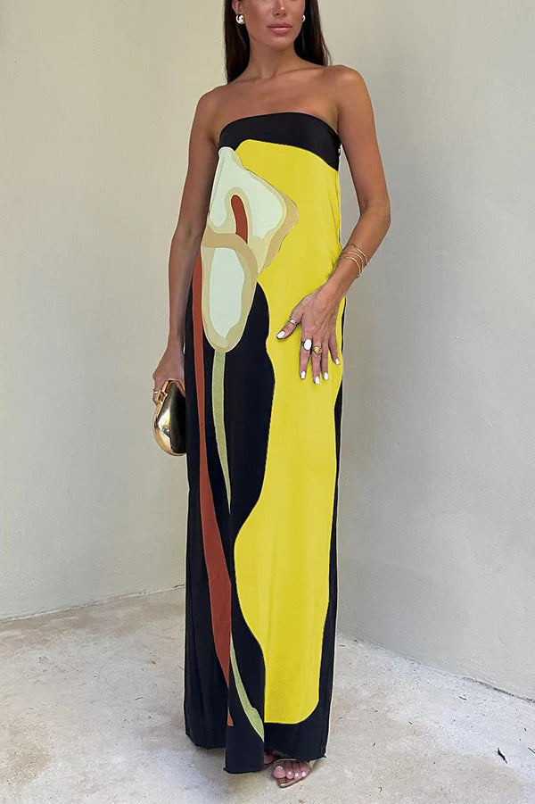 Dalila | Women's Strapless Floral Printed Maxi Dress