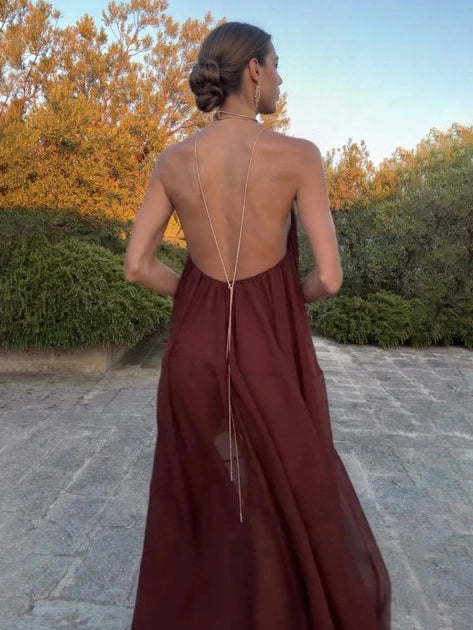 Dalisha | Women’s Halter Backless Flowy Maxi Dress