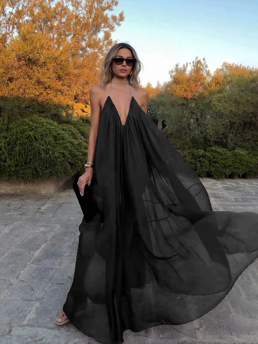 Dalisha | Women’s Halter Backless Flowy Maxi Dress