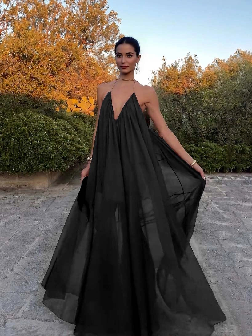 Dalisha | Women’s Halter Backless Flowy Maxi Dress