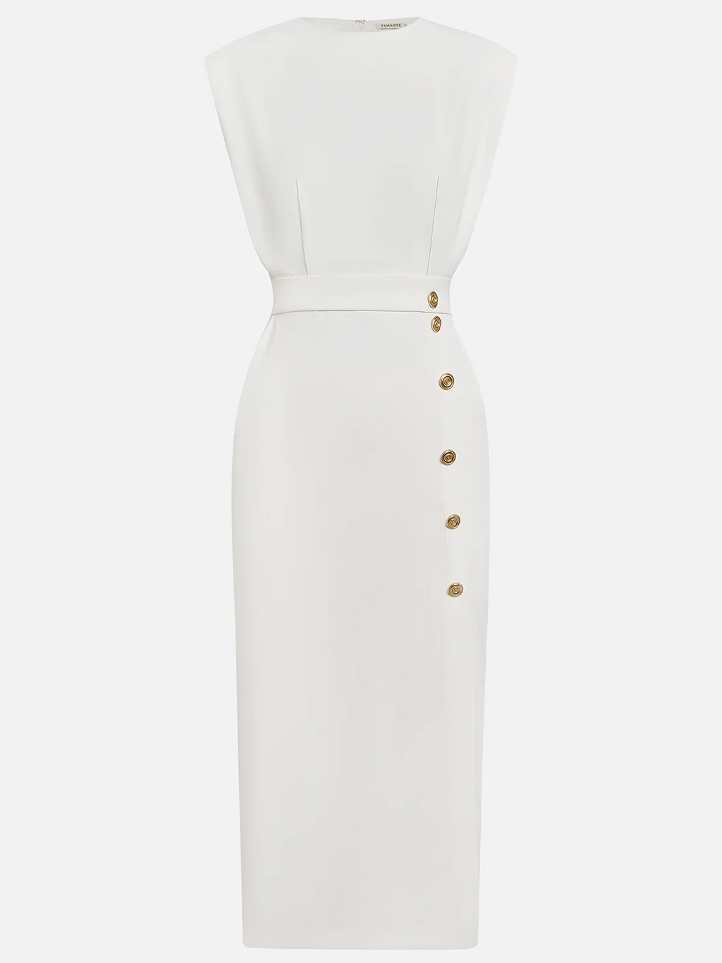 Danielle | Women's Side Button Sleeveless Round Neck Midi Dress