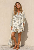 Danna | Women's Long Sleeve Printed V-Neck Two Piece Set