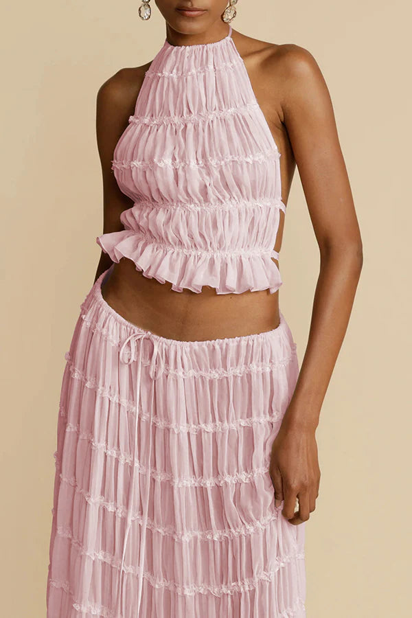 Darcie | Women's Pleated High Neck Halter Top