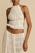 Darcie | Women's Pleated High Neck Halter Top