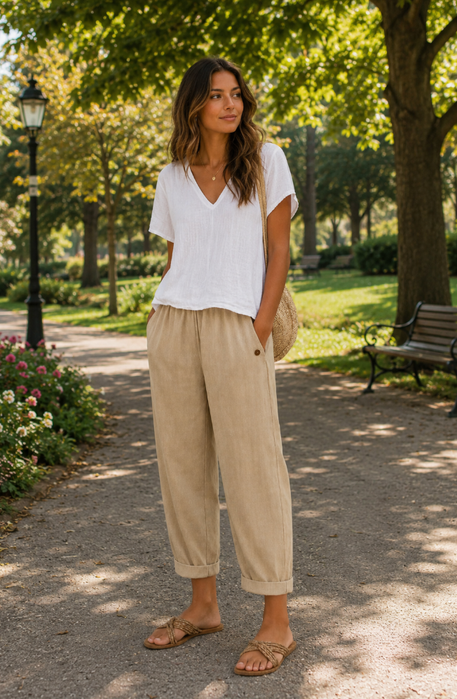 Darcy | Women's High Waisted Tapered Leg Cropped Length Pants
