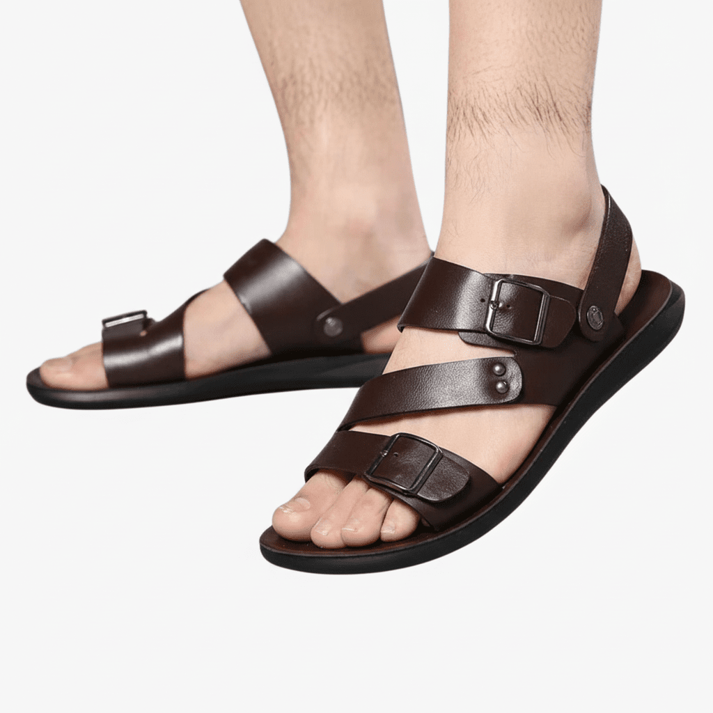 Darius | Men's Double Buckle Cross Strap Open Toe Sandals