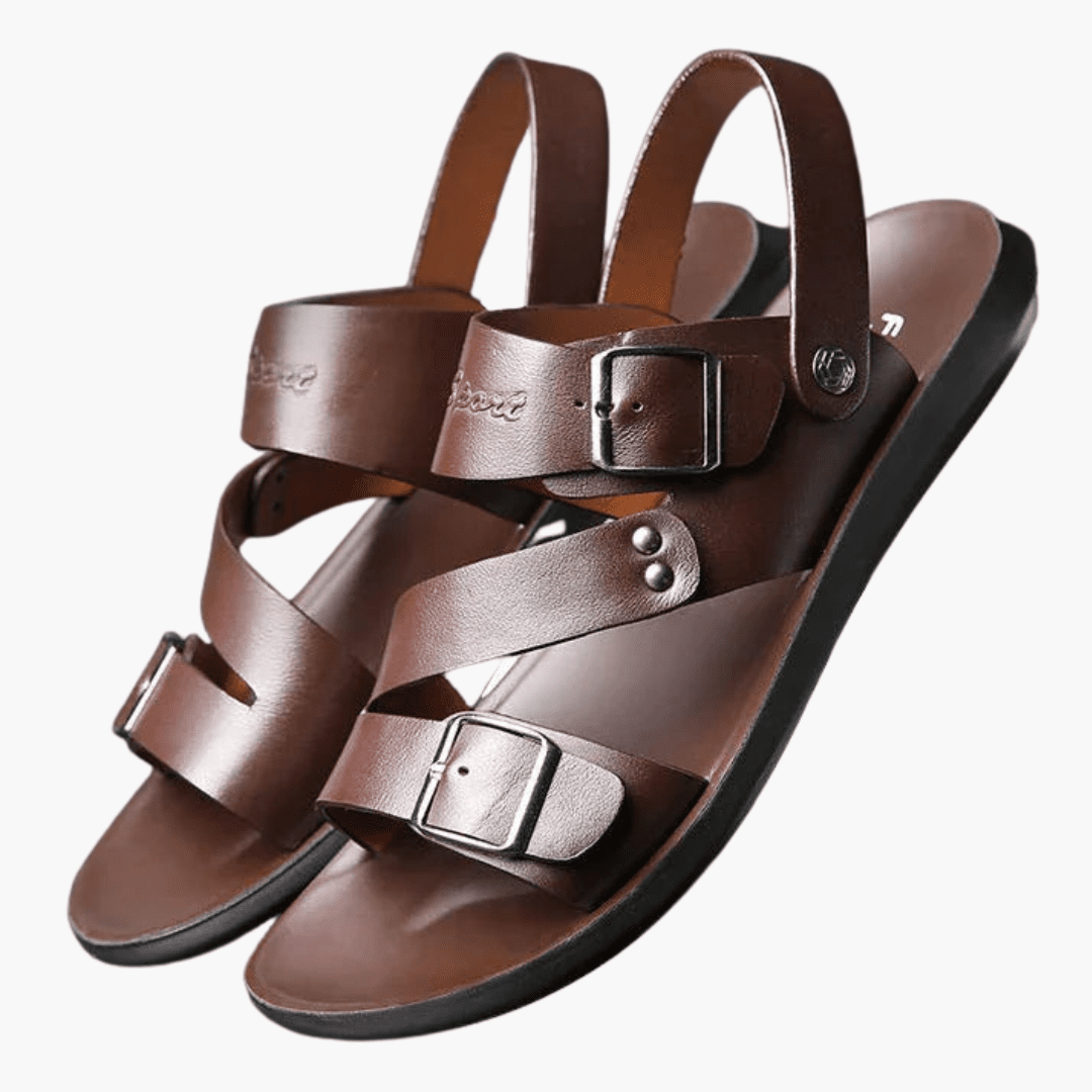 Darius | Men's Double Buckle Cross Strap Open Toe Sandals