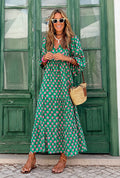 Darnella | Women's V Neck A Line Puff Sleeve Midi Dress