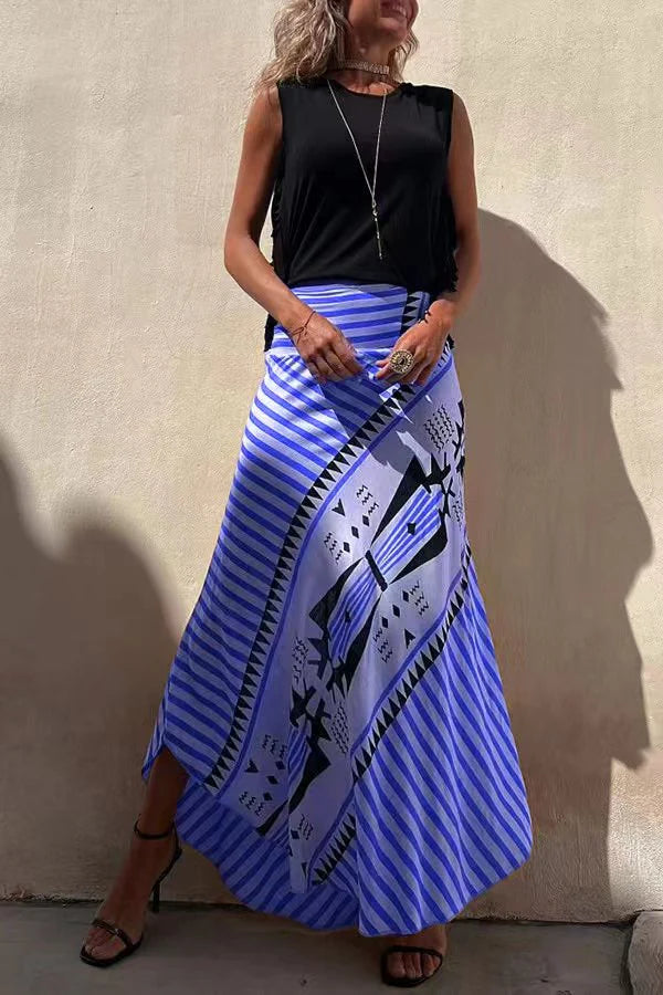 Darnesha | Women's Geometric Stripe Maxi Skirt