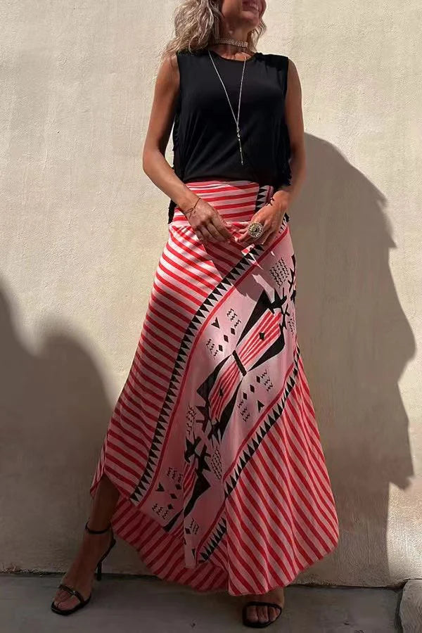 Darnesha | Women's Geometric Stripe Maxi Skirt