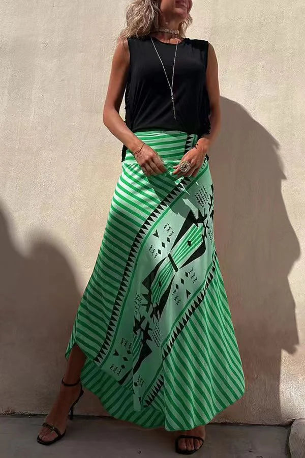 Darnesha | Women's Geometric Stripe Maxi Skirt