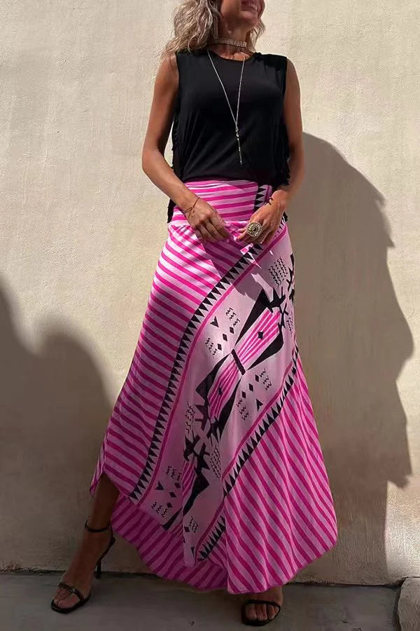 Darnesha | Women's Geometric Stripe Maxi Skirt