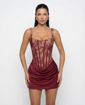 Davida | Women's Draped Corset Grad Party Mini Dress
