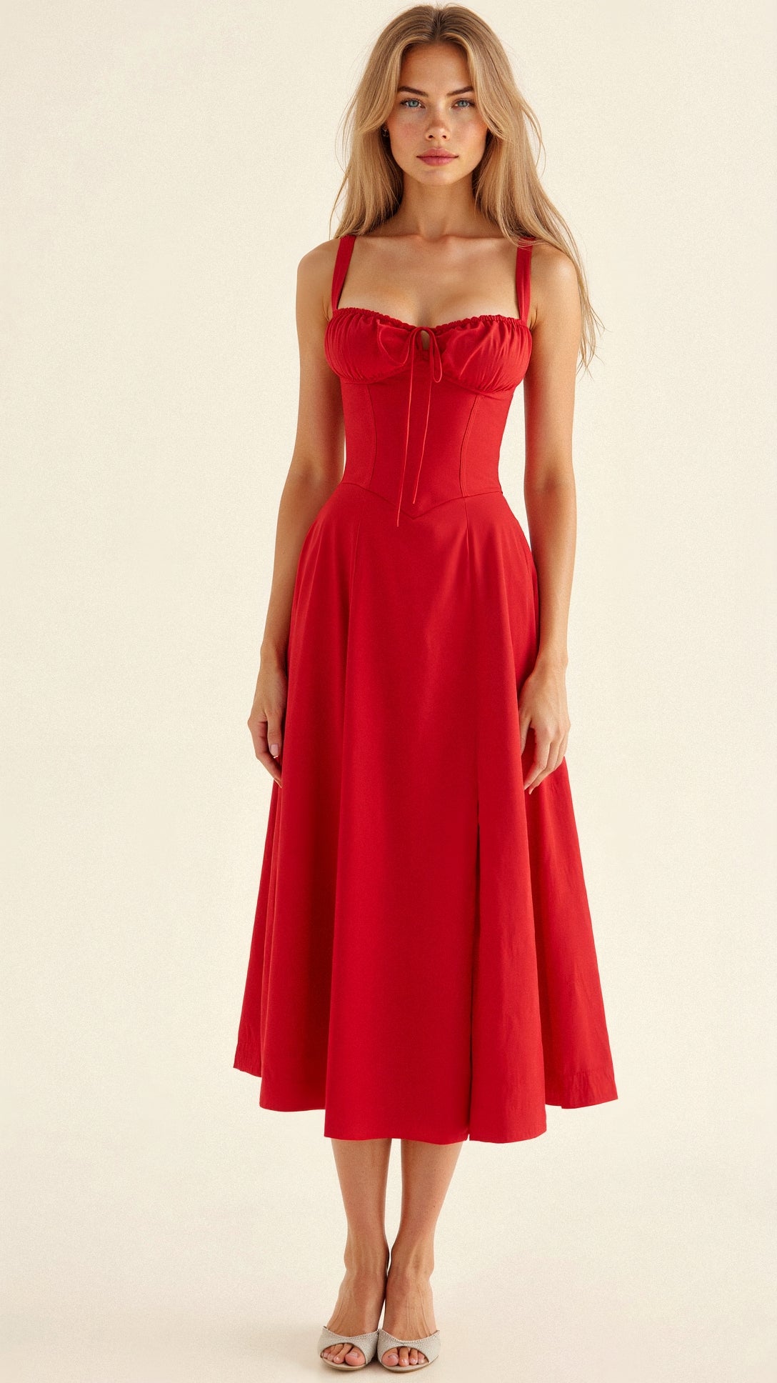 Daylee | Women's Sleeveless Sweetheart Neck Midi Dress