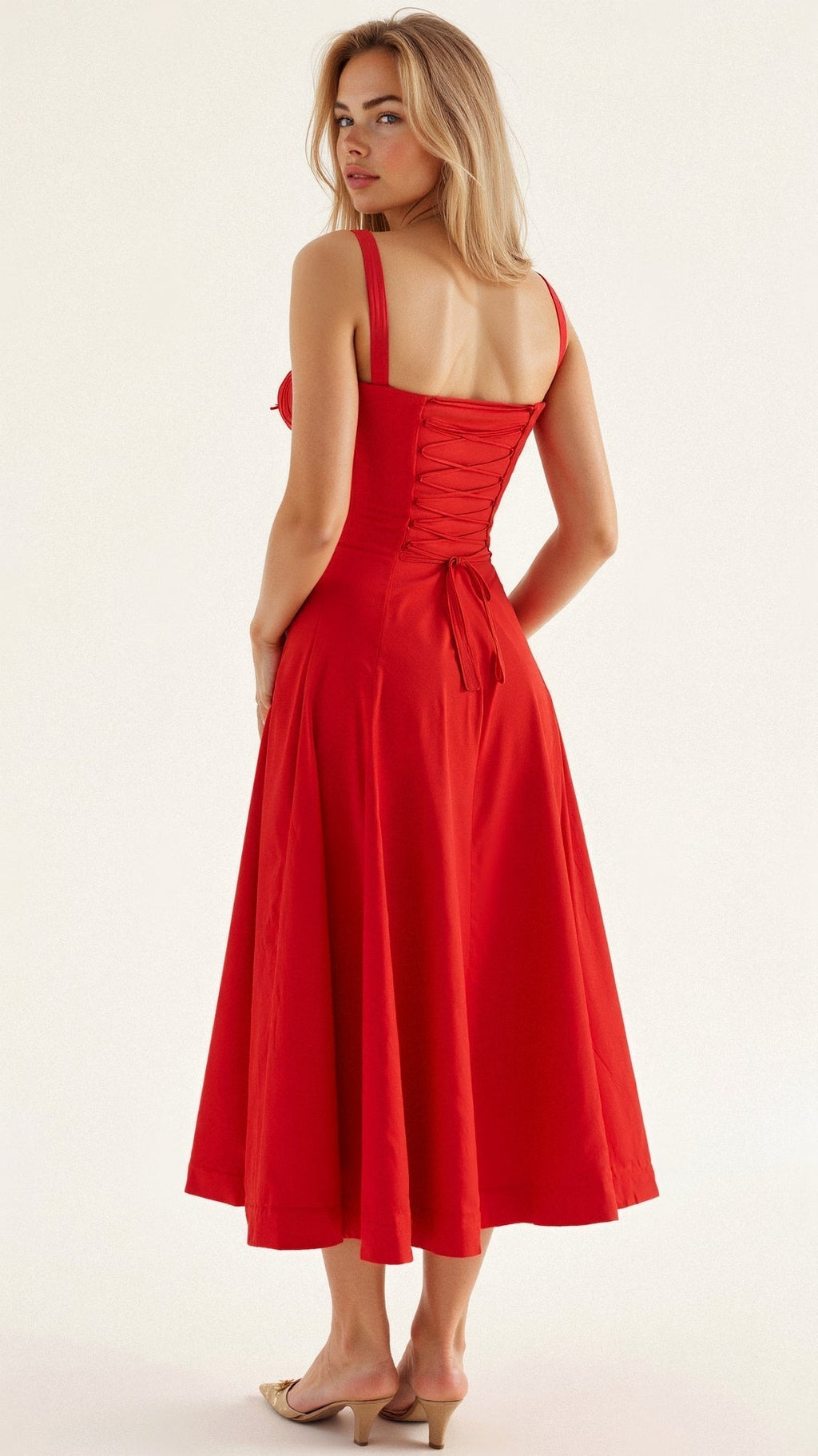 Daylee | Women's Sleeveless Sweetheart Neck Midi Dress