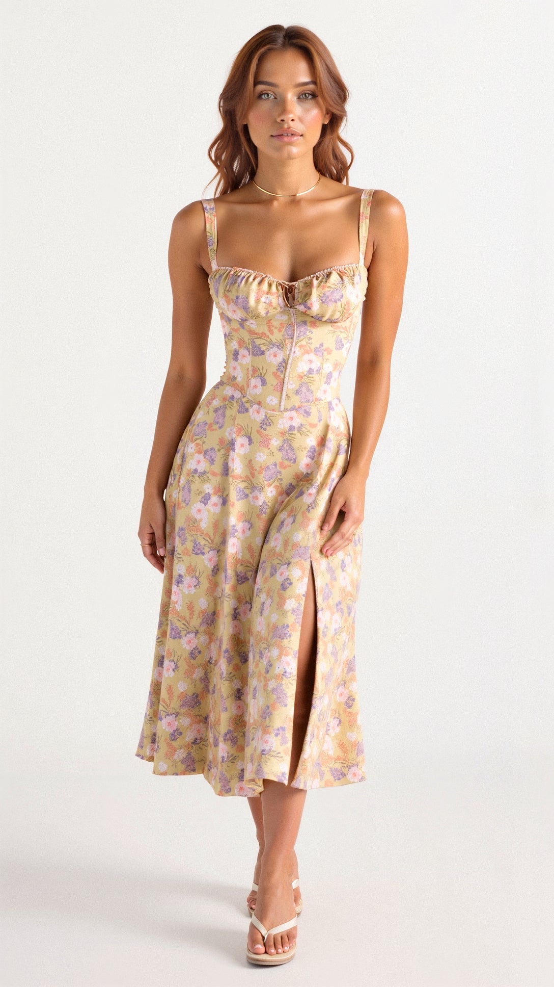 Daylee | Women's Sleeveless Sweetheart Neck Midi Dress