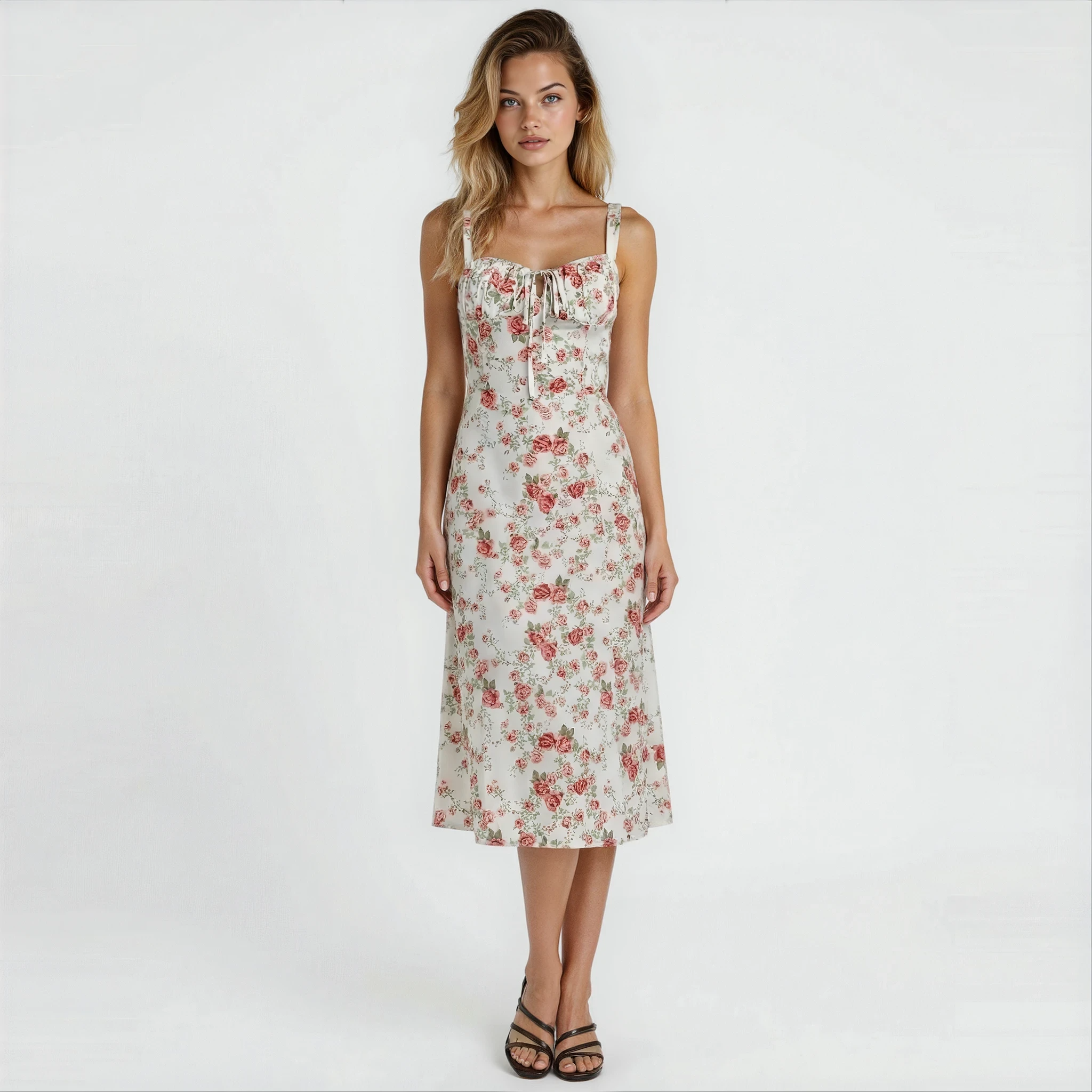 Daylee | Women's Sleeveless Sweetheart Neck Midi Dress