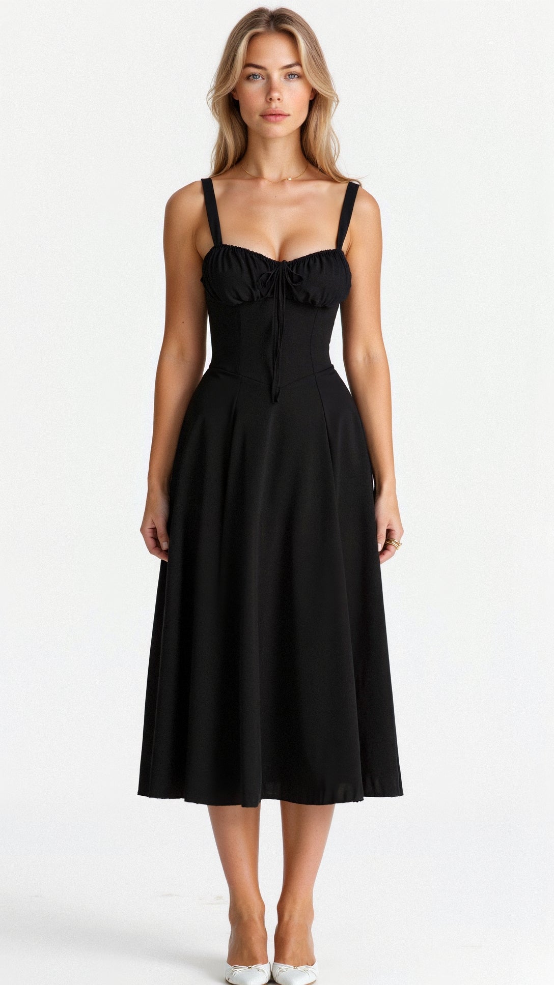 Daylee | Women's Sleeveless Sweetheart Neck Midi Dress