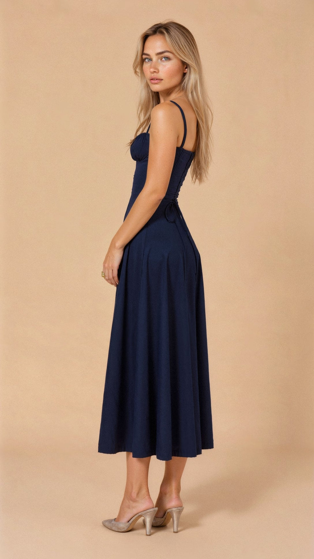Daylee | Women's Sleeveless Sweetheart Neck Midi Dress