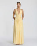 Daylene | Women's Halter V Neck Ruched Maxi Dress