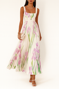 Deana | Women's Floral Pleated Square Neck Maxi Dress
