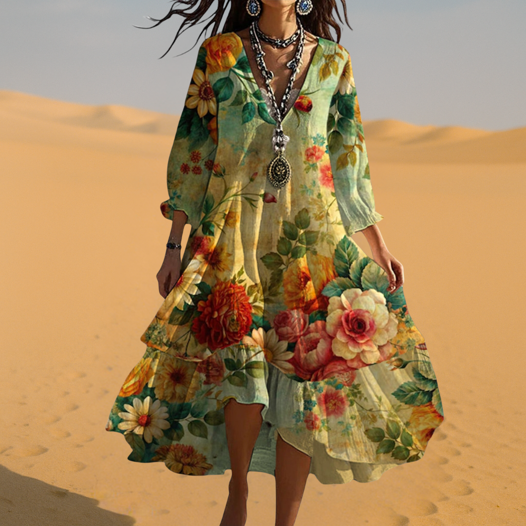 Deanna | Women's Flowy Floral A Line Midi Dress