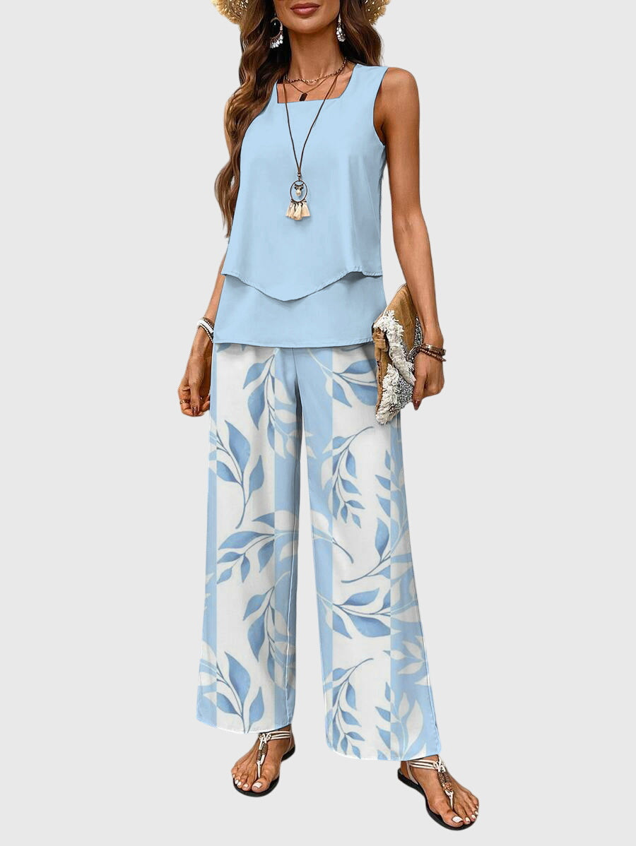 Debra | Women's Wide Leg High Waisted Two Piece Set