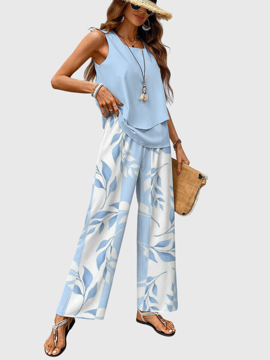 Debra | Women's Wide Leg High Waisted Two Piece Set