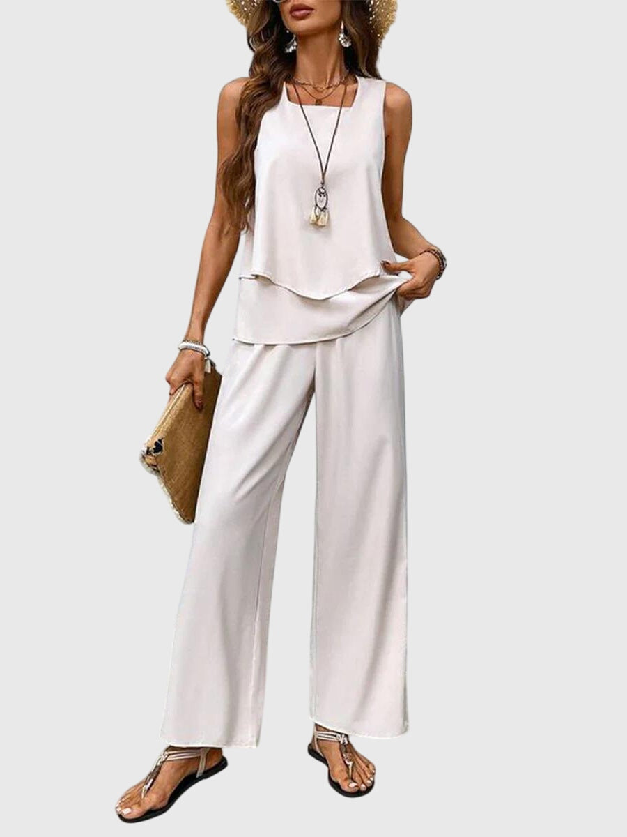 Debra | Women's Wide Leg High Waisted Two Piece Set