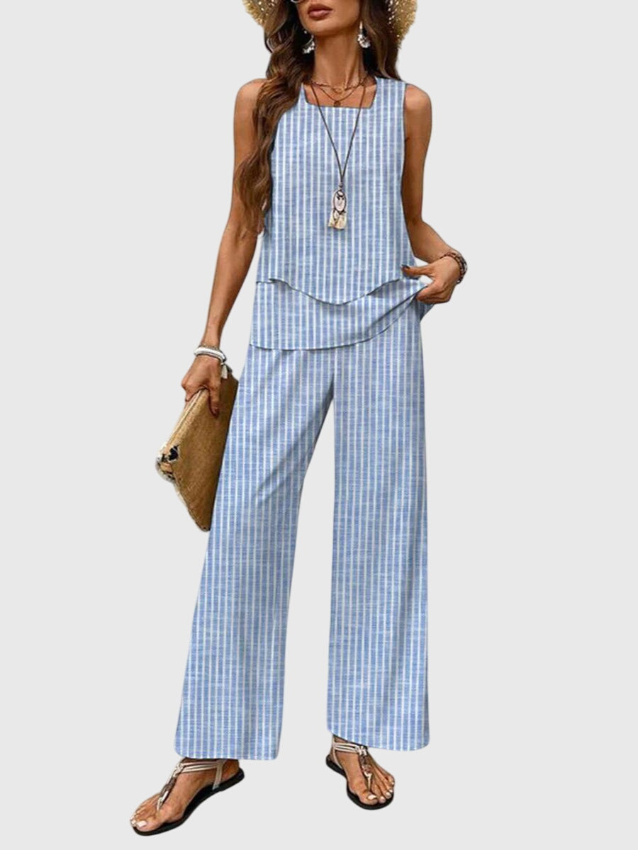 Debra | Women's Wide Leg High Waisted Two Piece Set