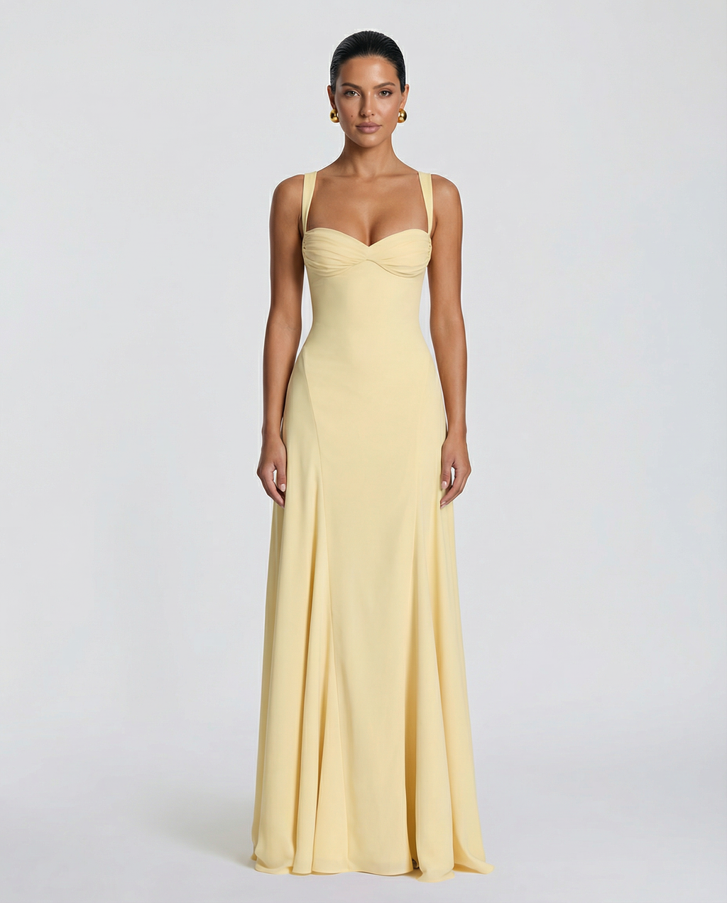 Dede | Women's Strappy Sweetheart Neck Maxi Dress