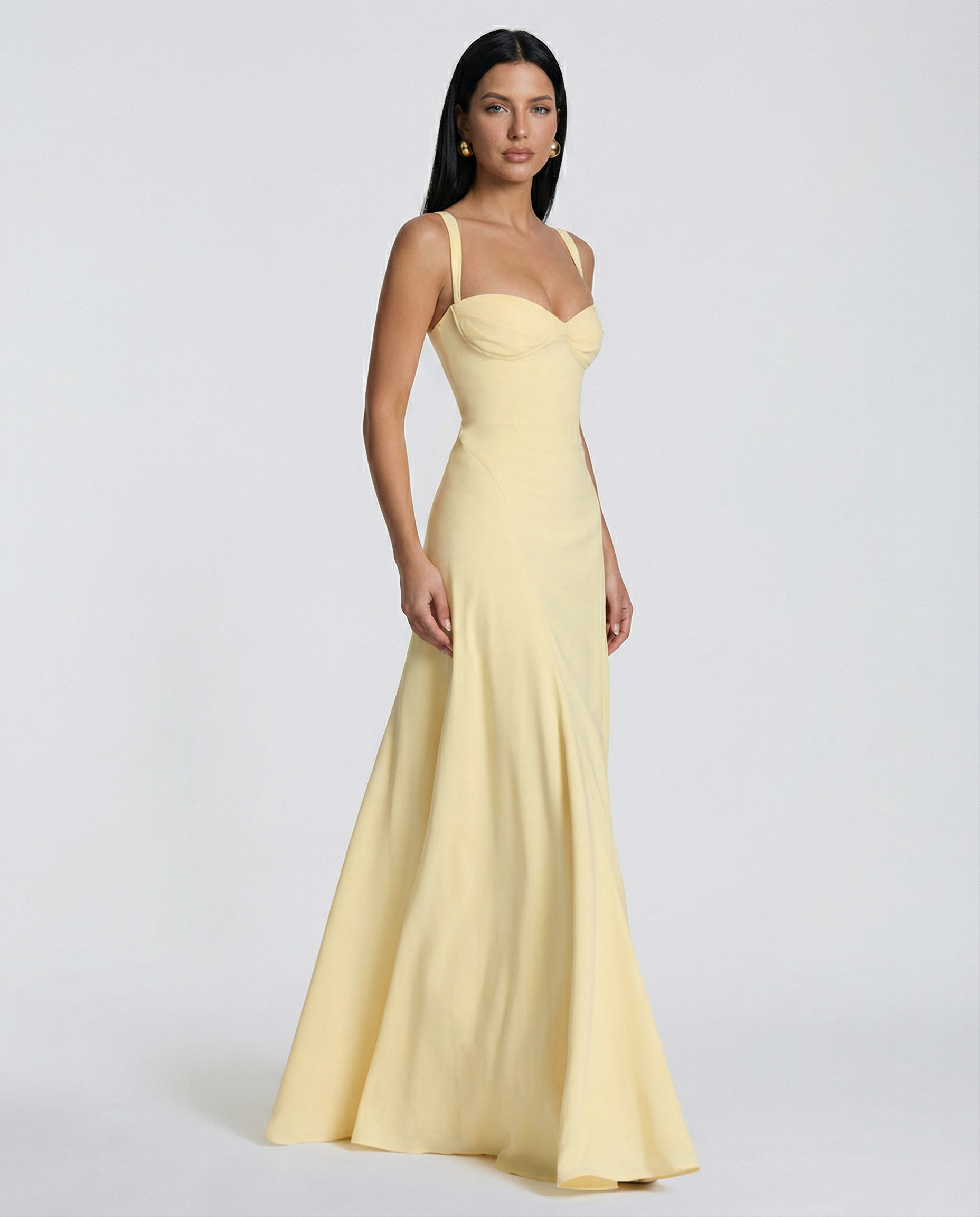 Dede | Women's Strappy Sweetheart Neck Maxi Dress