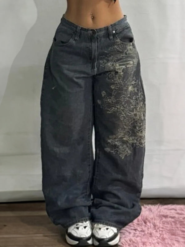 Delisa | Women's Wide Leg Baggy Black Jeans