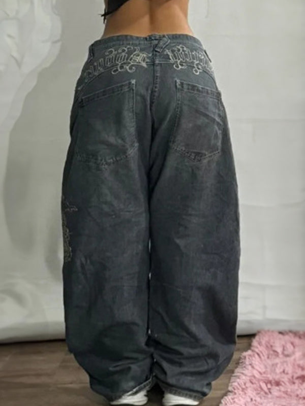 Delisa | Women's Wide Leg Baggy Black Jeans