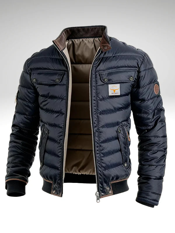 Demetrius | Men’s Stand Collar Zip Front Pockets Bomber Jacket