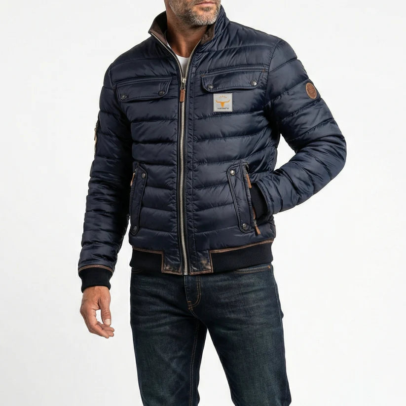 Demetrius | Men’s Stand Collar Zip Front Pockets Bomber Jacket