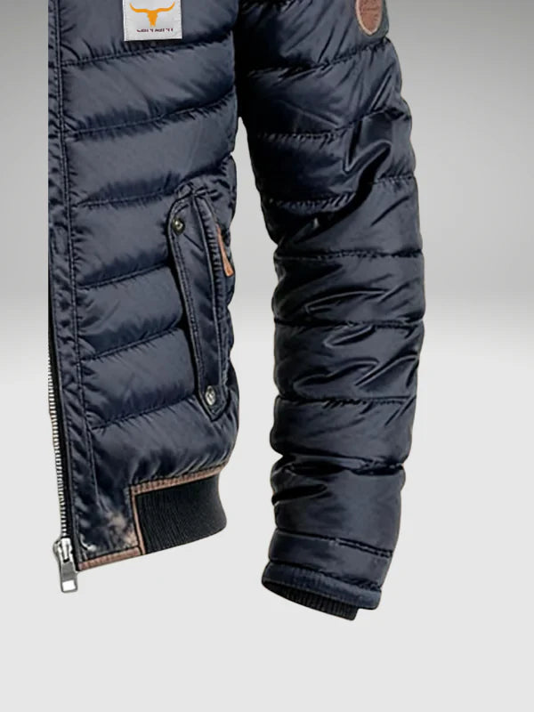 Demetrius | Men’s Stand Collar Zip Front Pockets Bomber Jacket