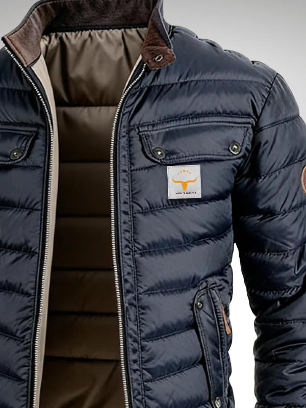 Demetrius | Men’s Stand Collar Zip Front Pockets Bomber Jacket