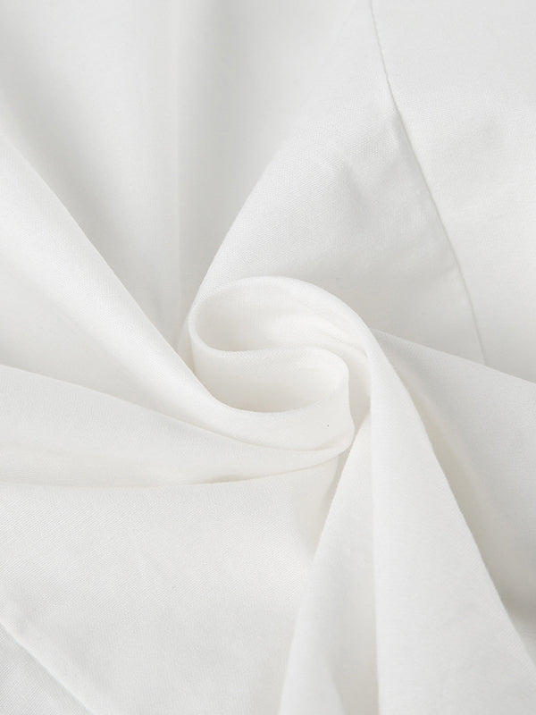 Dena | Women's Turn Down Collar Short Sleeve White Shirt
