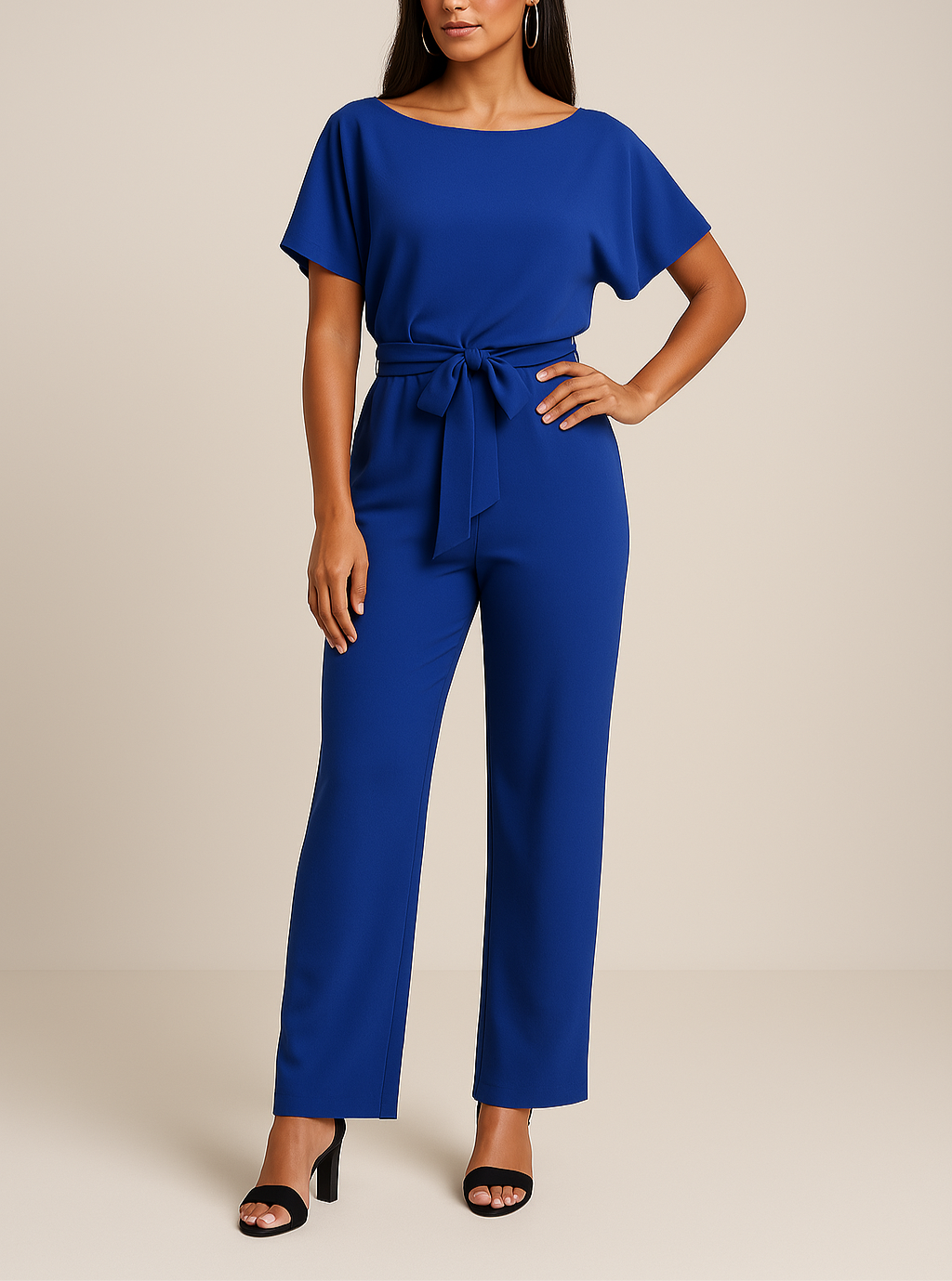 Denise | Women’s Boat Neck Waist Tie Summer Jumpsuit