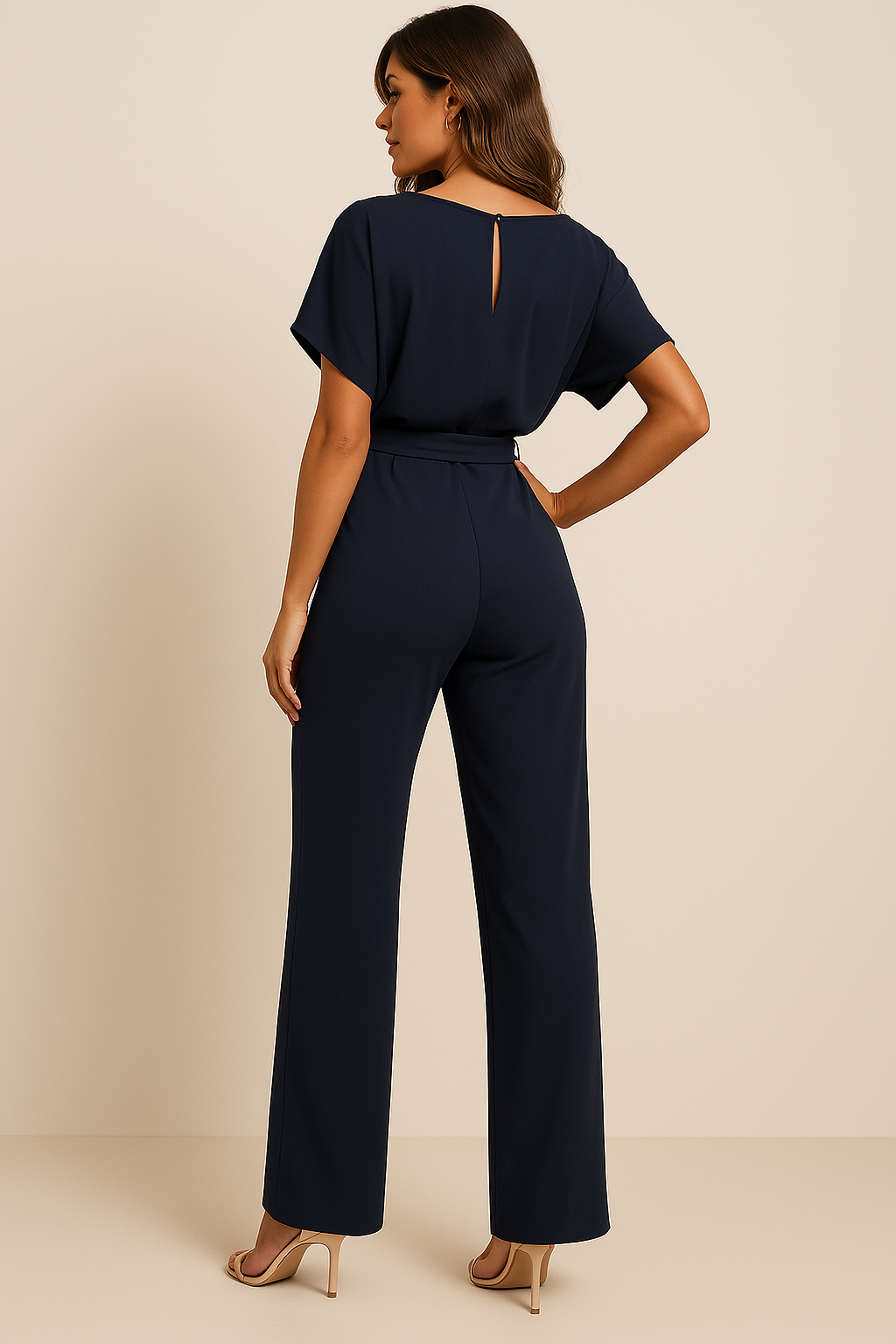 Denise | Women’s Boat Neck Waist Tie Summer Jumpsuit