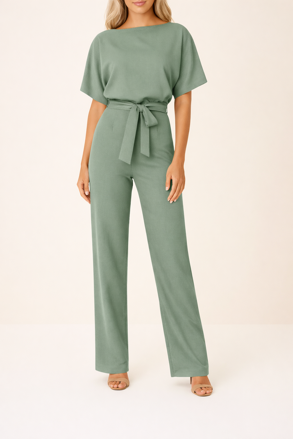 Denise | Women’s Boat Neck Waist Tie Summer Jumpsuit