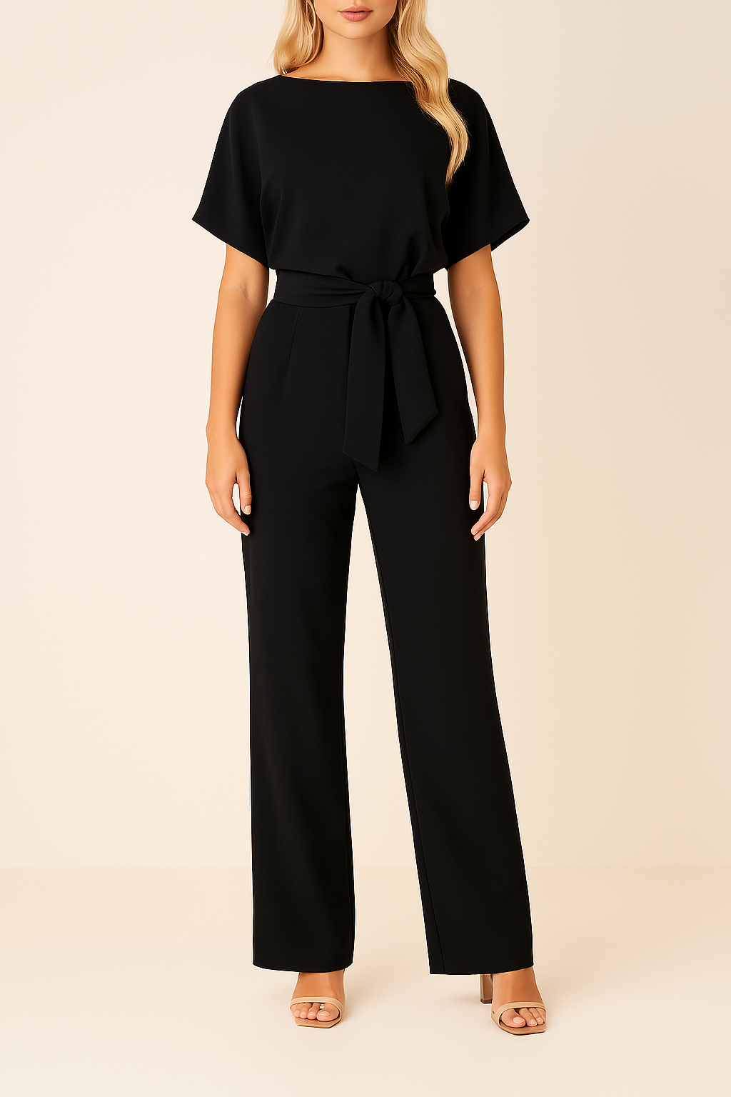 Denise | Women’s Boat Neck Waist Tie Summer Jumpsuit