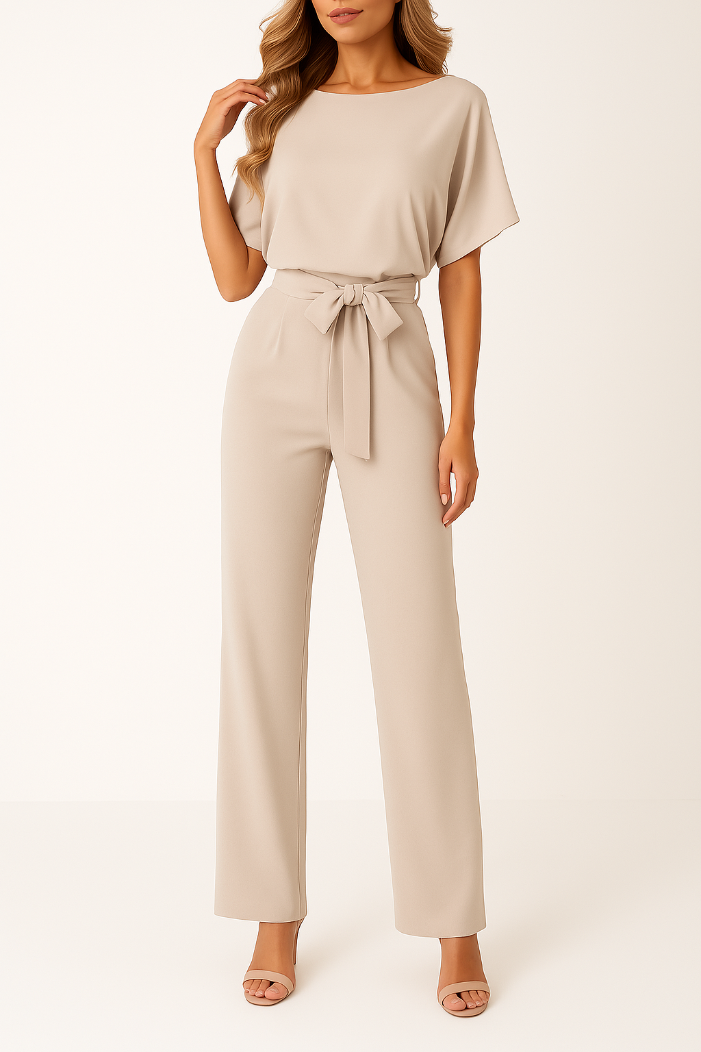 Denise | Women’s Boat Neck Waist Tie Summer Jumpsuit