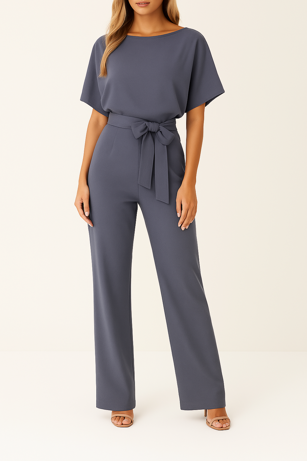 Denise | Women’s Boat Neck Waist Tie Summer Jumpsuit