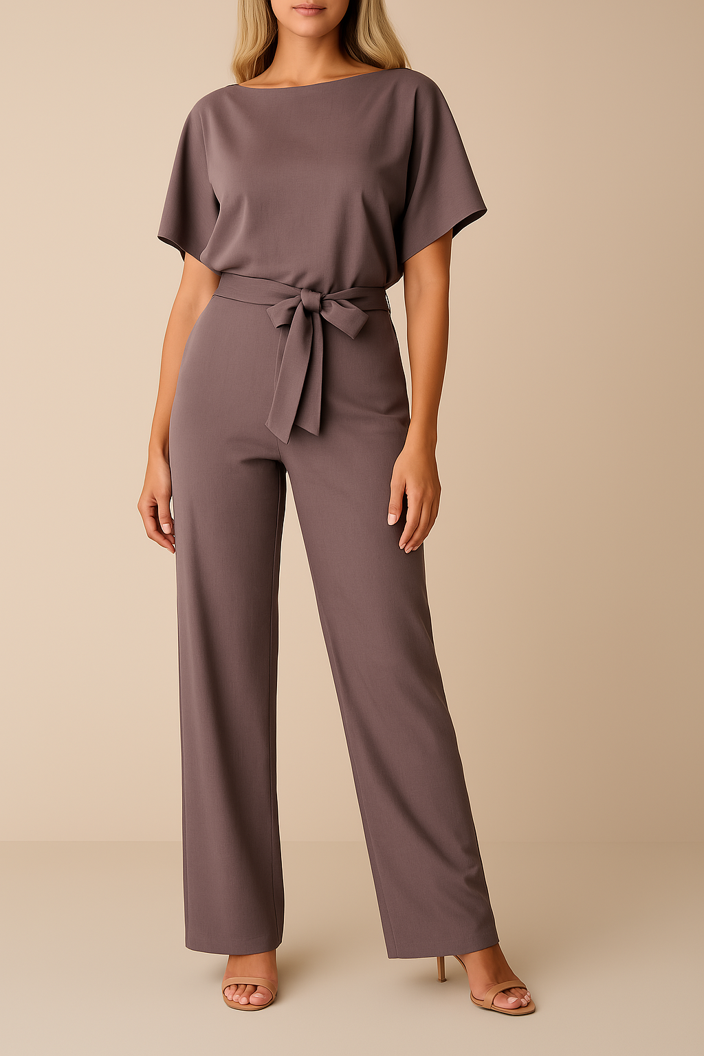 Denise | Women’s Boat Neck Waist Tie Summer Jumpsuit